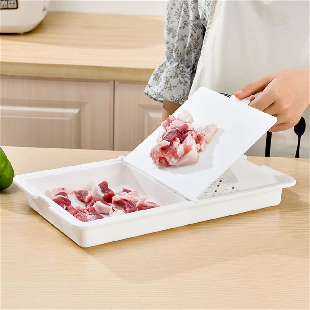 

3-in-1 Cutting Board Rectangular Multifunctional Cutting Board Filter Vegetable Fruit Cutting Chopping Board With Storage Drain