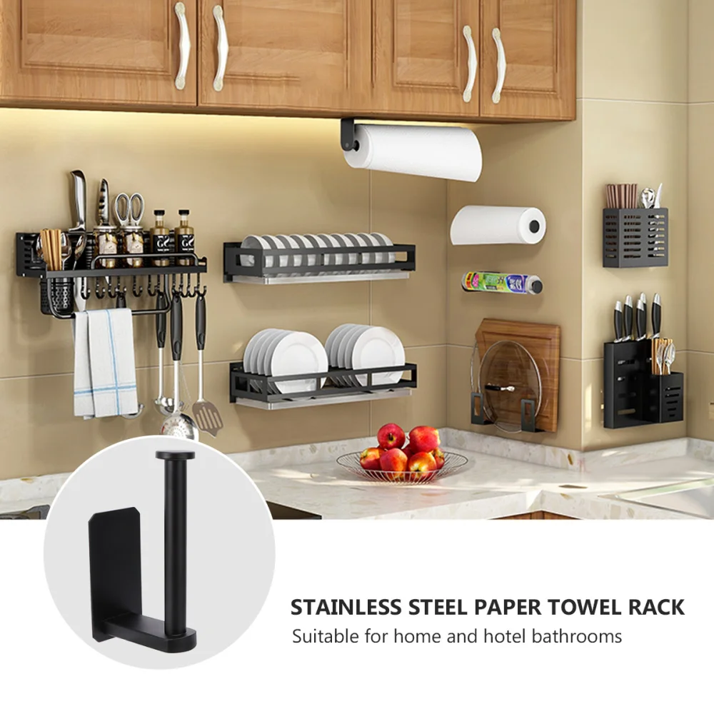 

Roll Paper Organizer Shelf Paper Towel Storage Rack for Home Black