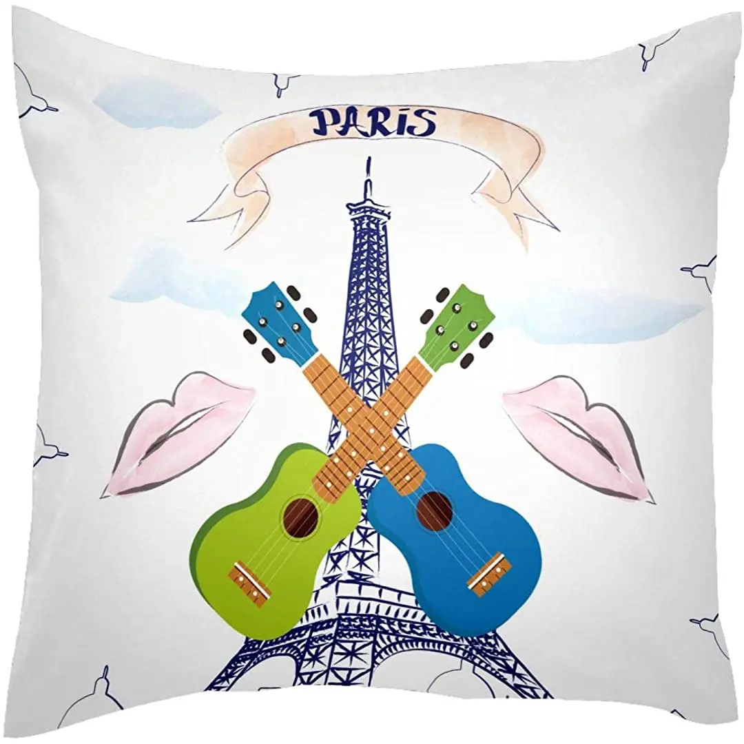 

Квадратные наволочки NOAON, украшение для дивана, спальни, с изображением Парижа, Эйфелевой башни и музыки, 18x18 дюймов