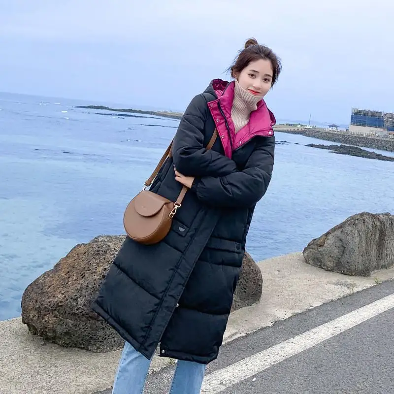 

2020 New Autumn Winter Fashion Solid Jakcet Women Large Fur Collar Long Cotton Padded Coat Lacy Hooded Parkas