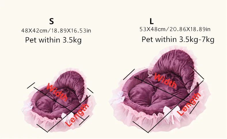 Sweet Lace Princess Dog Bed Cat Nest Puppy Soft Puppy Teddy Pet Bed Suitable for Small and Medium Dogs and Cats Sofa Kennel