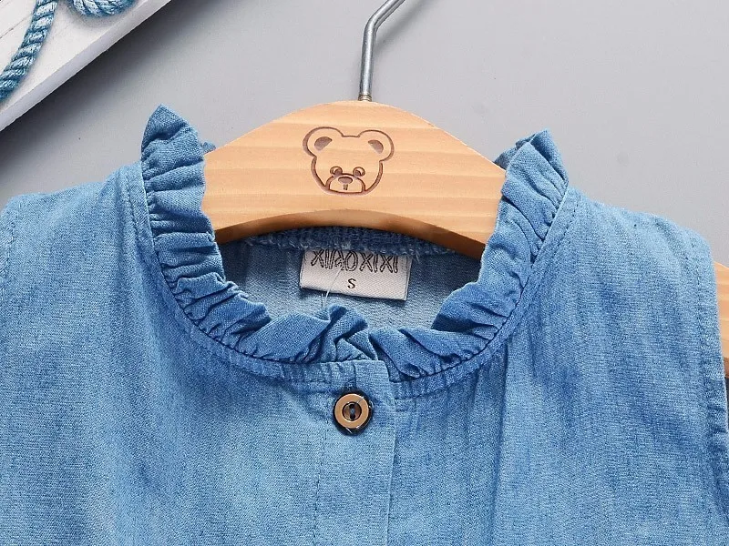 Новое модное джинсовое хлопковое платье принцессы для малышей детское летнее