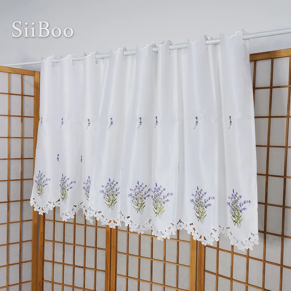 

European lavender embroidery style creamy white blackout window curtain for coffee / living room cortina para sala tende SP6047