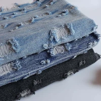 50x150cm blue jeans fabric with broken holes for sewing pants jackets blazer fashion denim diy textiles garment materials telas