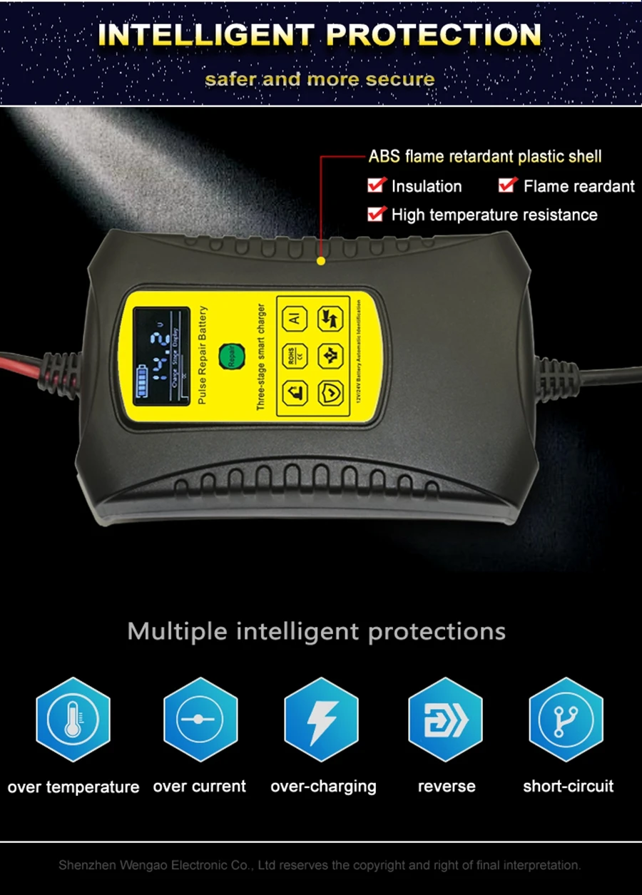 12 V/24 V смарт Пульс Ремонт Зарядное устройство ЖК-дисплей Дисплей мотоцикл автомобили Батарея Зарядное устройство 12V 4A AGM гель свинцово-кислотный Батарея Зарядное устройство