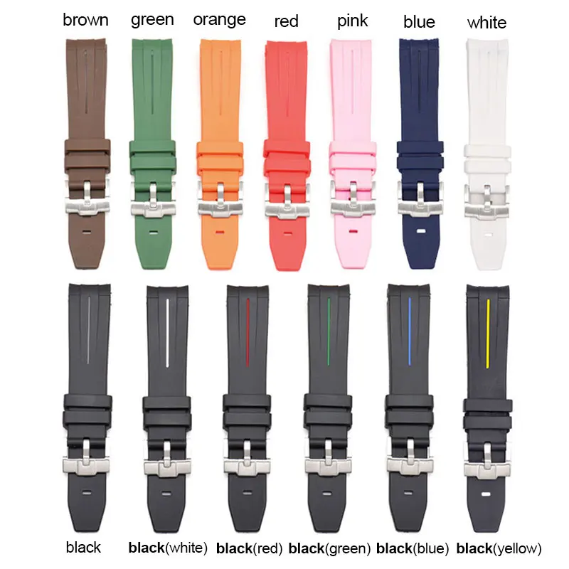 

Curved End 20mm 22mm 21mm Rubber Silicone Watch Bands For Rolex Strap Brand Watchband Men Replacement Wrist Watch Accessories