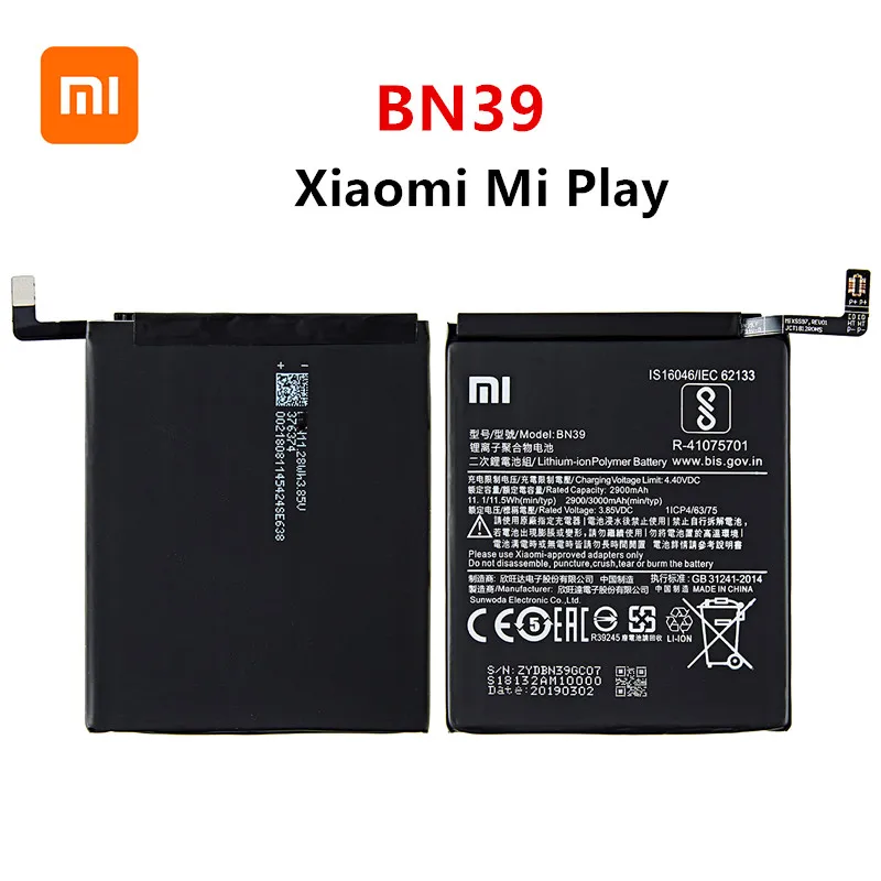 xiao mi 100 orginal bn39 3000mah battery for xiaomi mi play bn39 high quality phone replacement batteries free global shipping