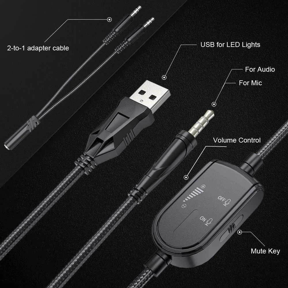 

ONIKUMA K8 Wired Headset Gaming Headphones With Microphone RGB Light Earphones Heavy Bass Sound For Headsets Gamer