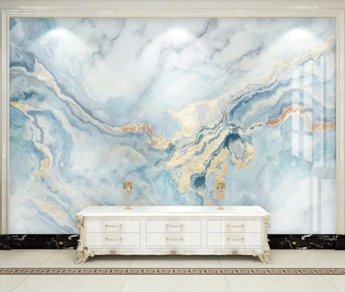 Абстрактная Геометрическая синяя мраморная настенная 3D Большая фотография