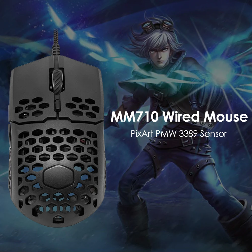 

Cooler Master MM710 USB Wired 16000 DPI Adjustable Honeycomb Shell Gaming Mouse Laptops Desktops Products Devices