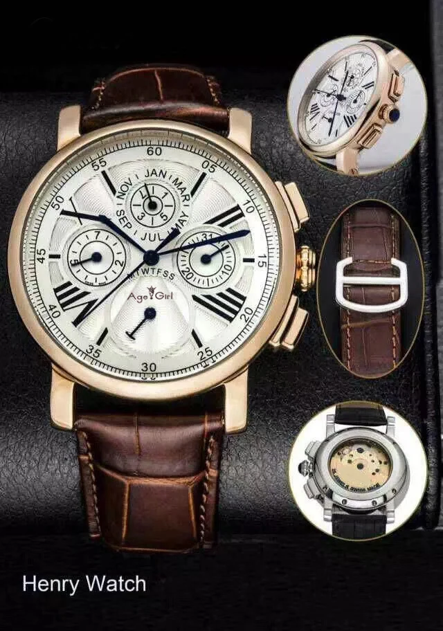 

Luxury Brand New Men Watch Rose Gold Sapphire Automatic Mechanical Dual Time Stainless Steel Rome Dial Watches