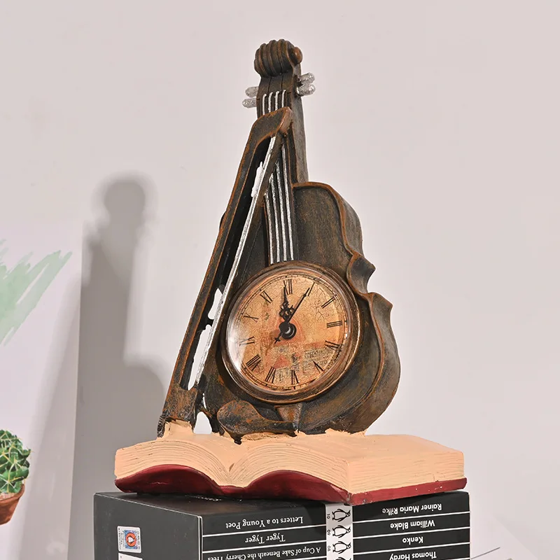 Скандинавские креативные смоляные скрипки и часы аксессуары для гостиной
