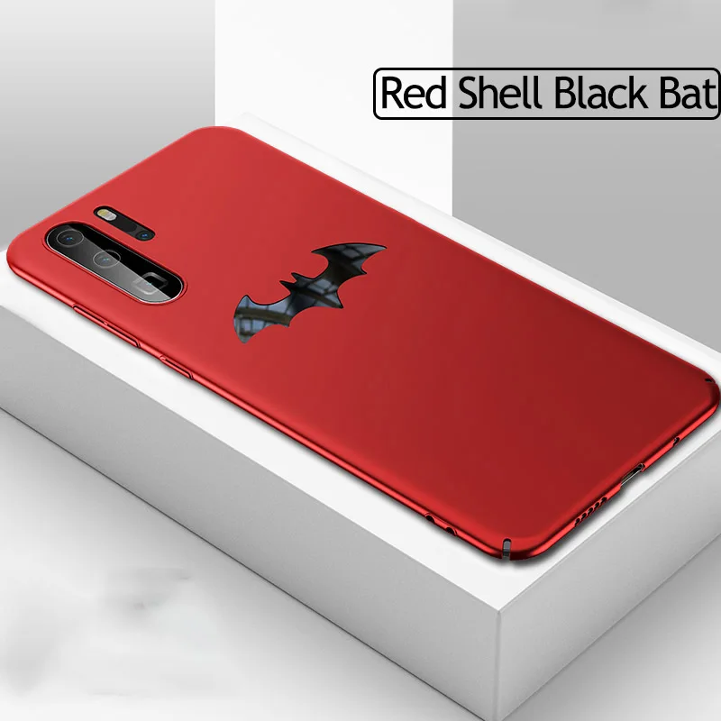 Ультратонкий металлический матовый PC чехол для телефона с Бэтменом для huawei P30 P20 Honor V20 V10 10 9 Lite Pro Nova чехол с магнитной защитой - Цвет: Red Case Black Bat