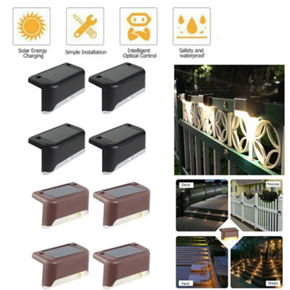 

4/8/12/16PCS Outdoor Light Solar Stair Deck Lights Waterproof Led Solar Fence Lamp for Patio Stairs Garden Pathway Step Yard