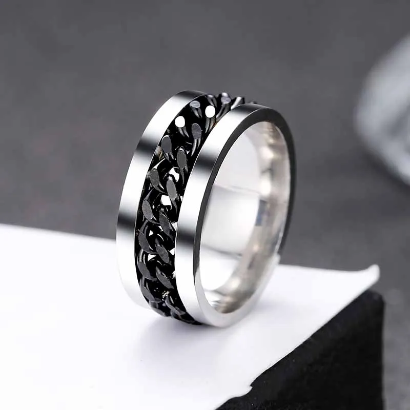 

Couple ring Men's Jewelry 2021 new fashion all-match chain rotatable ring anillos de acero inoxidable para mujer колечко на пале