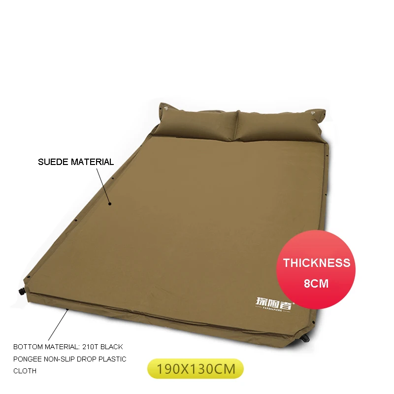 

2 Person Mat Sleeping Camping Mat 8Cm Thick Self-Inflating Pad Portable Bed with Pillow Camping Tent Mats Single Person Foldable