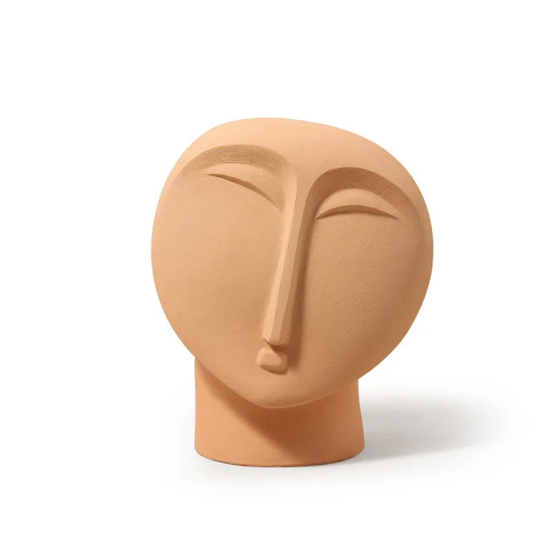 

Vase Abstract-Vase Ceramic Black Decorative Display-Room Head-Shape Human-Face Minimalist