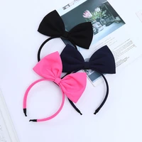 Oaoleer Red Bow Hairband Childrens Hair Accessories Girls Solid Side Big Bowknot Hairband Fabric Bow Tie Net Red Hair Band