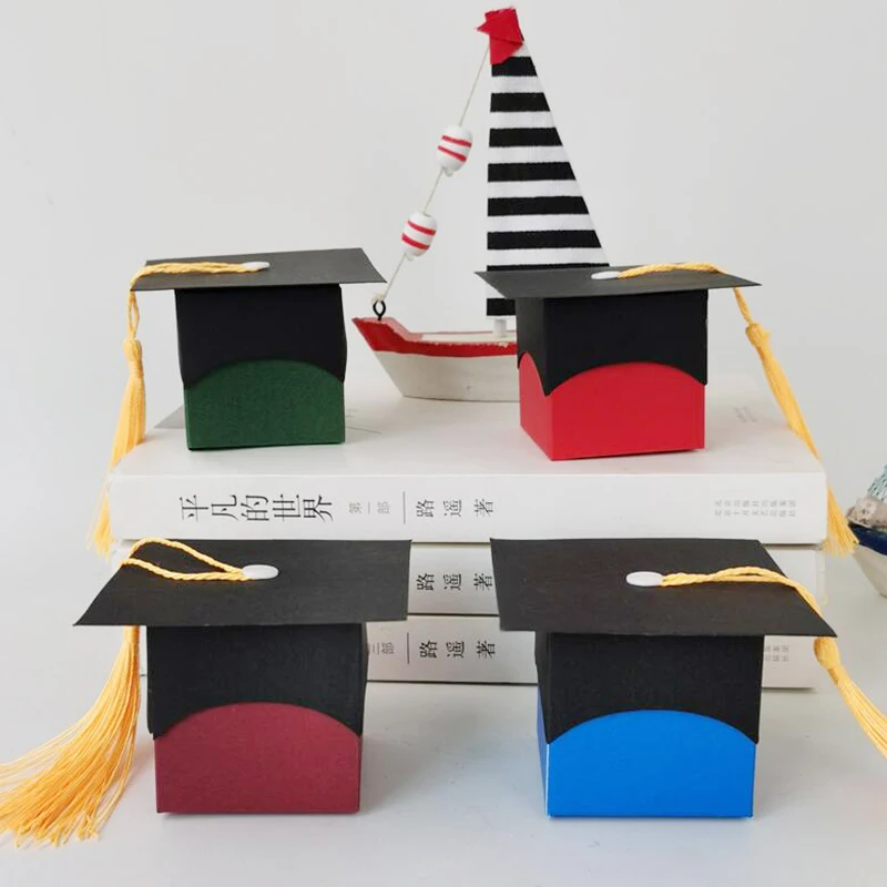 50 шт. коробка для конфет в виде докторской шляпы с лентой | Дом и сад