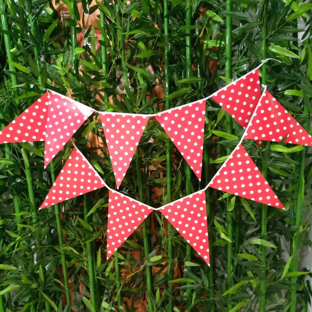 2 5 м бумажные флаги в красный горошек для дня рождения вечерние баннеры украшение