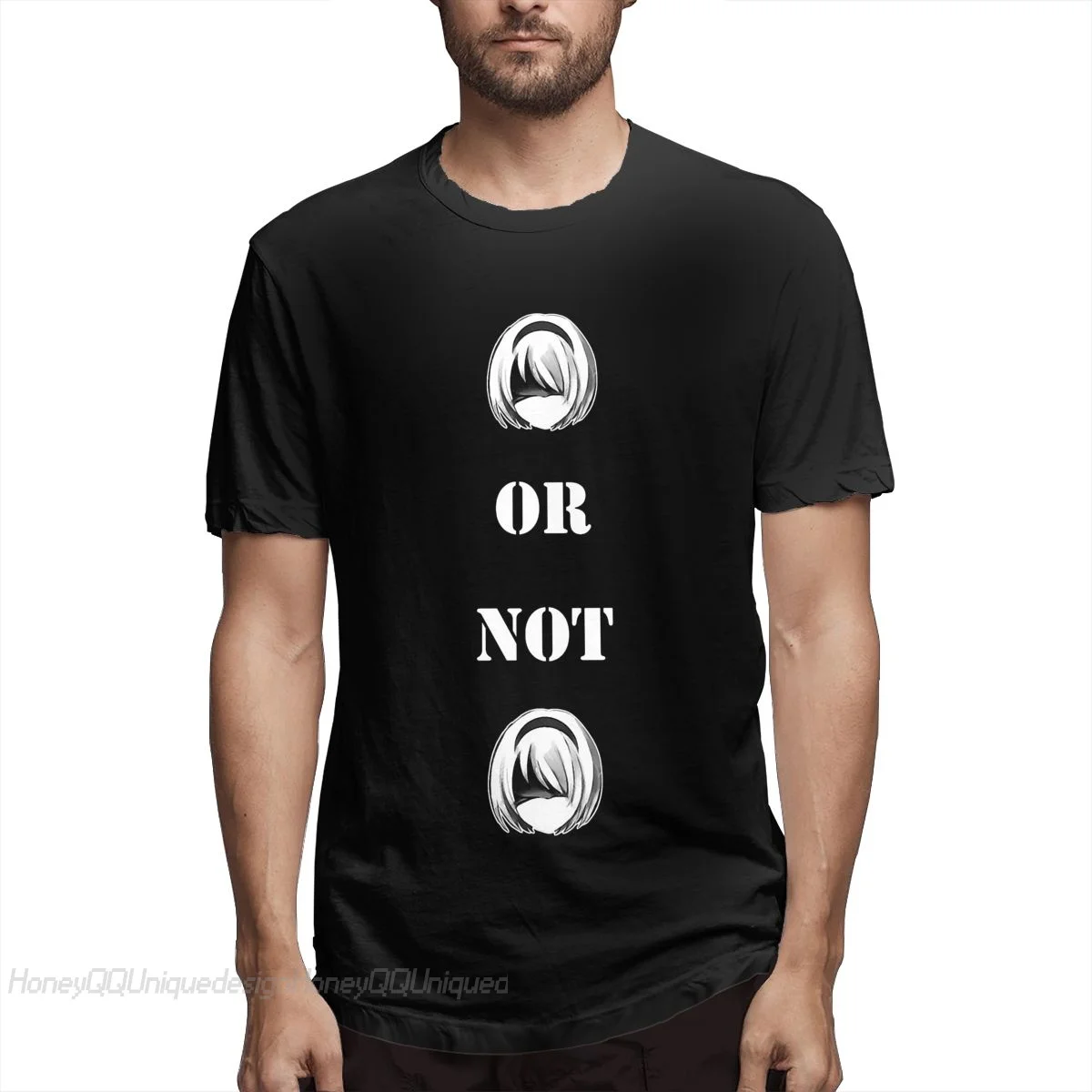 

Automata 2B Or Not 2B Print Cotton T-Shirt Camiseta Hombre Nier Automata Alien Human Fighting Game Men Fashion Streetwear Shirt