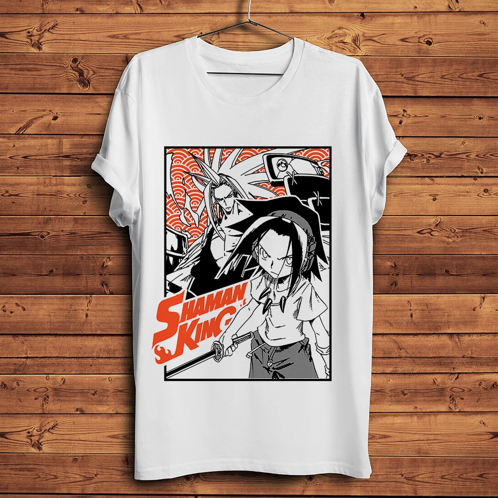 Мужская футболка Shaman King белая Повседневная с короткими рукавами в японском стиле