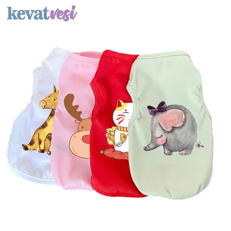 Милая жилетка для собак одежда с рисунком животных летняя мягкая однотонная