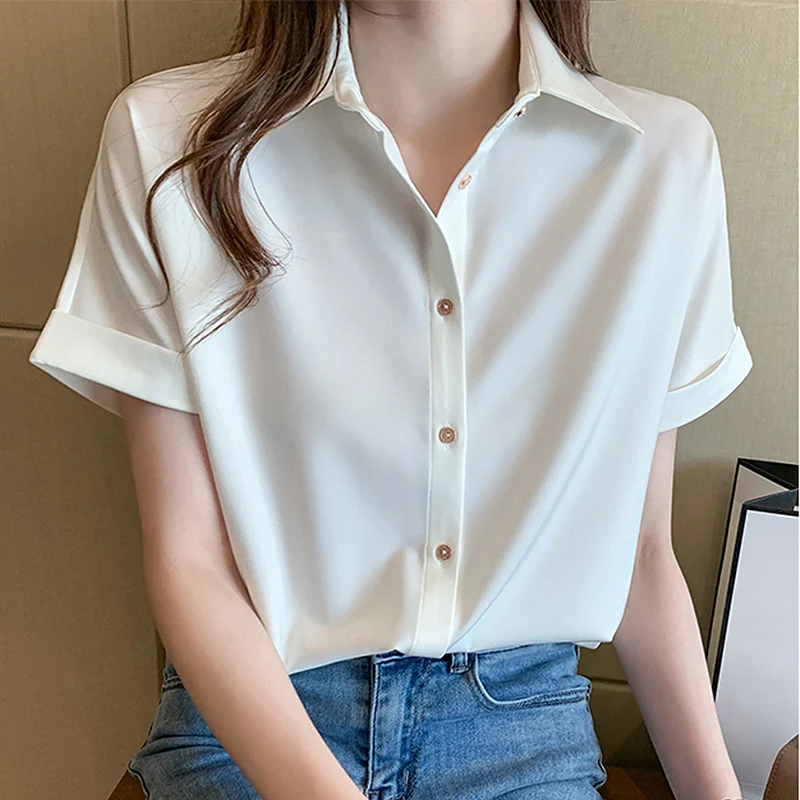 

BETHQUENOY Summer Chiffon Chemisier Femme Plus Size Blusas Camisas Mujer White Shirts Women Oversized Ladies Tops 2021 Blouses