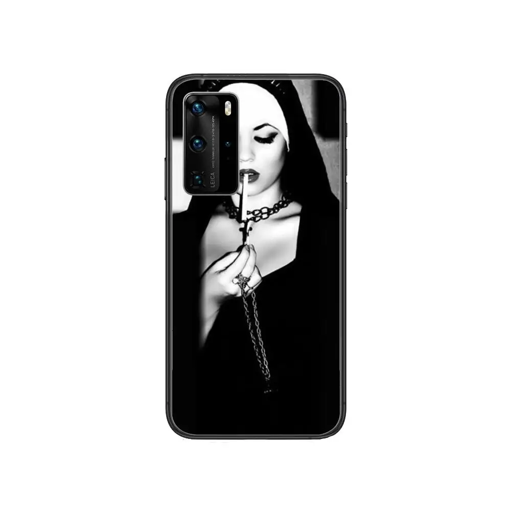 

Sexy nun girl Phone Case For Huawei P 40 30 20 10 9 8 Lite E Pro Plus Black Etui Coque Painting Hoesjes comic fas