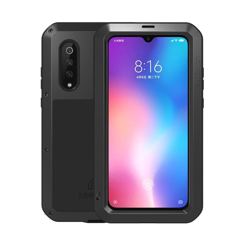 

Heavy Duty Shockproof Aluminum Metal Phone Case with Built-in Screen Protector for Xiaomi 9 360 Full Body Protective Cover
