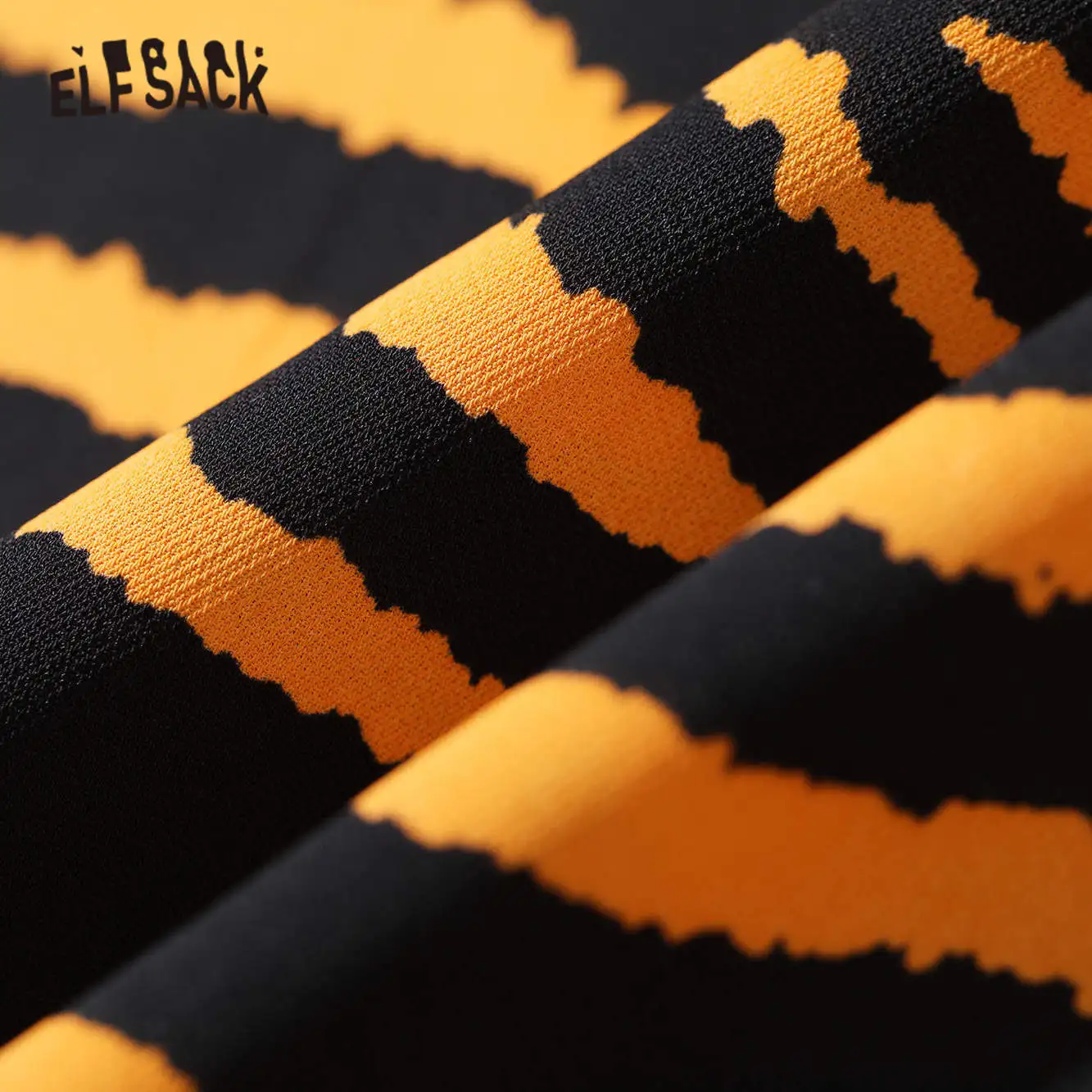 Женские прямые повседневные брюки ELFSACK оранжевые в полоску с тигром и широкими