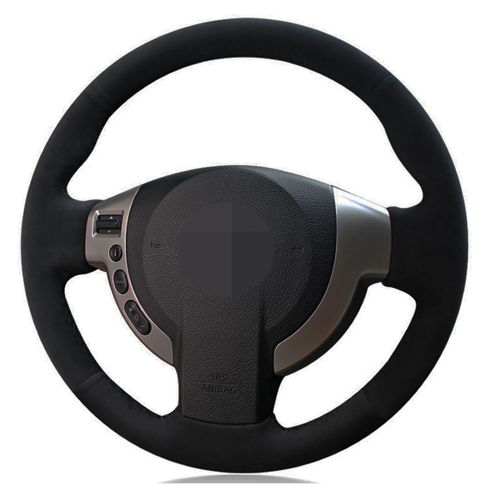 Чехол рулевого колеса автомобиля DIY черная замша для Nissan Qashqai 2007-2015 Rogue X-Trail 2008-2013