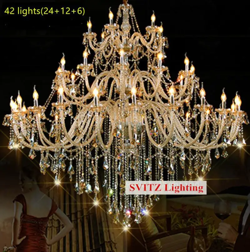 Большая подвесная хрустальная люстра для помещений освещение вестибюля отеля