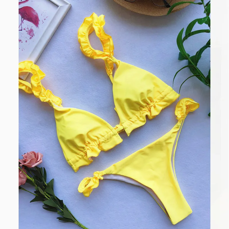 

mini yellow high waist bikinis mujer micro brazilian bikini thong 2 piece swimsuit women swimwear swim suit biquini feminino