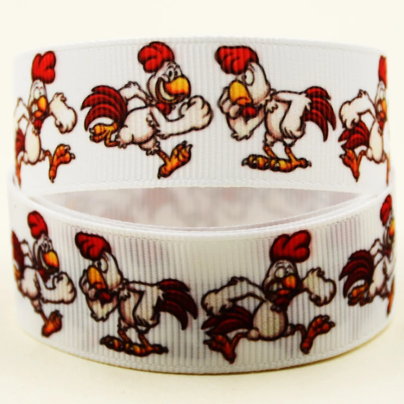 

22mm 25mm 38mm 75mm chicken cartoon printed Grosgrain Ribbon party decoration 10 Yards X-04350
