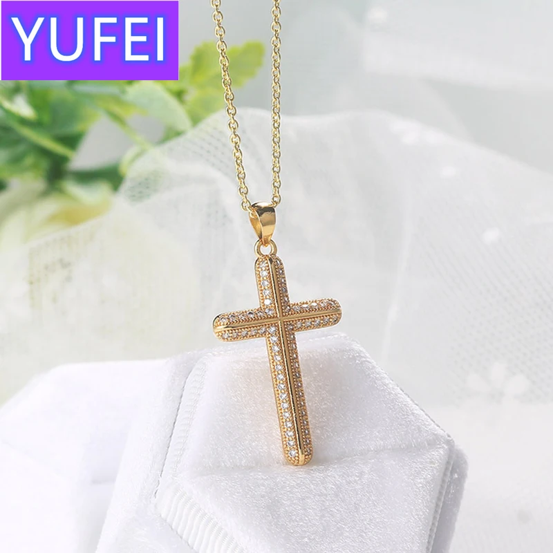 

4 Styles Delicate Tiny Inlaid Zircon Cross Necklace Pray Faith Religion Copper Kolye Creative Jewelry Pendant