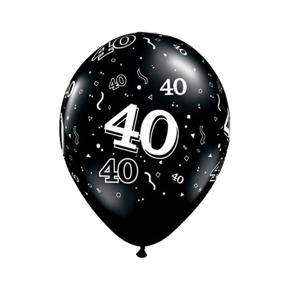 black 40 10 шт. 12 дюймов золотой серебряный черный 21 30 40th 50th латексные воздушные шары для взрослых День рождения Свадебные украшения юбилейные поставки - Color: black 40