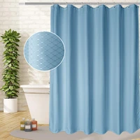 ufriday soft polyester fabric shower curtain light blue waterproof bath curtain waffle weave design bathroom curtain with hooks