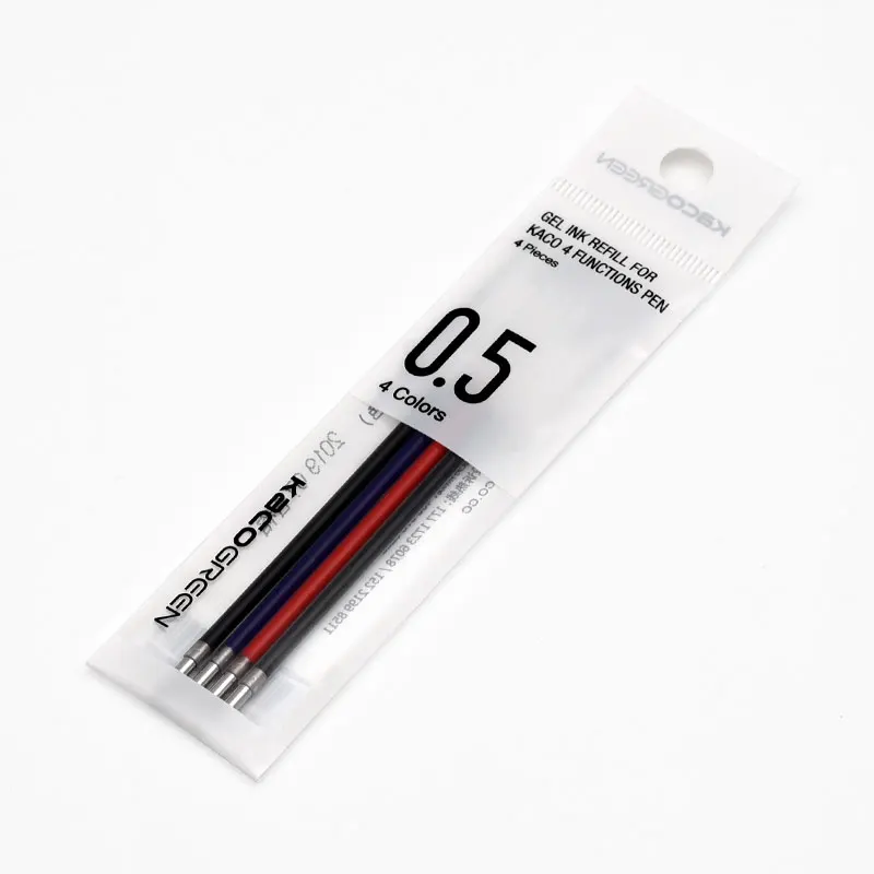 4PC Mix Color Reills Xiaomi KACO EASY 4 Удобная ручка многофункциональные ручки 0,5 мм Заправка черный синий красный зеленый заправка гелевая ручка для офиса - Цвет: 4PC Mix Color Reills
