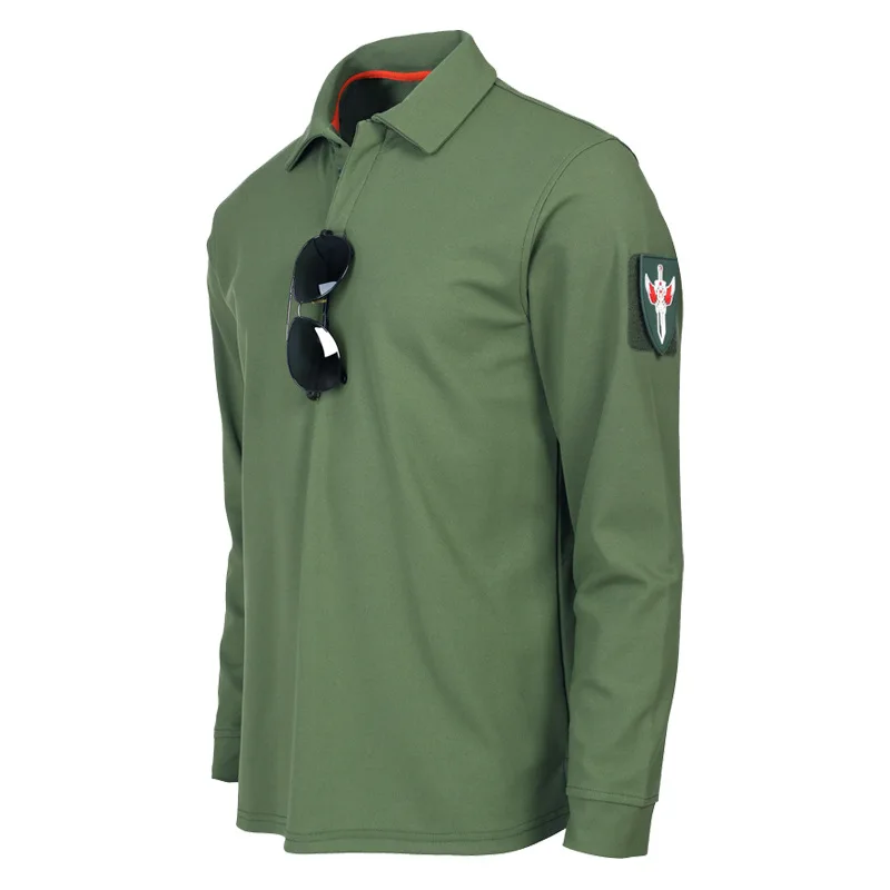 

Military Shirts Outdoor Special Forces Tactical Tops Men T Lapel Solid Color Long Sleeve Thin Breathable Physical Training Suit