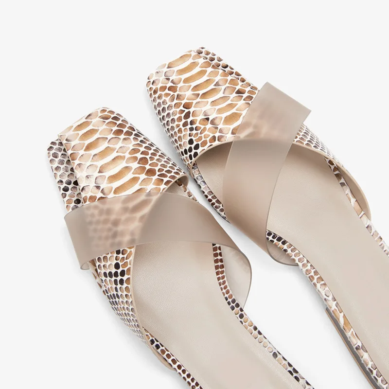 Босоножки Teahoo женские с квадратным носком модные сандалии со змеиным узором