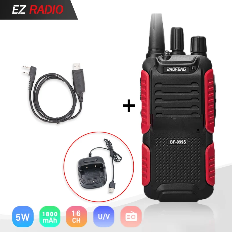 Горячая Baofeng bf-999s плюс Walkies Uhf группа военный уровень двухстороннее радио танскивер для безопасности, отеля, ветчины BF999s обновление bf888s - Цвет: USB-Program.Cable