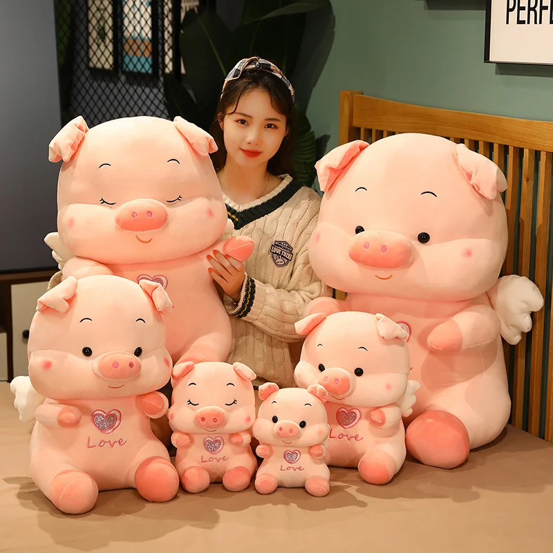 

20/26/35cm Cute Fat Angel Pig Plush Toys Stuffed Animal Dolls Baby Piggy Kids Appease Pillow for Girls Birthday Chrismas Gifts