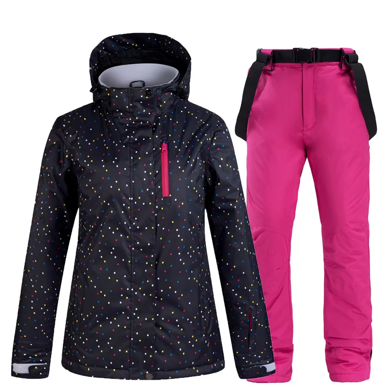 Winter Women Ski Suit Thermal Ski Jacket Pants Set Windproof Waterproof Snowboarding Jacket Female Skiing Suits Snow Coat