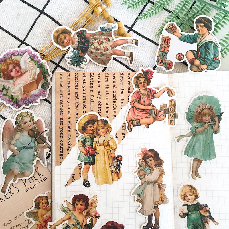 

15Pcs/Pack Vintage European Angel Baby Sticker DIY Craft Scrapbooking Album Junk Journal Planner Decorative Stickers Package