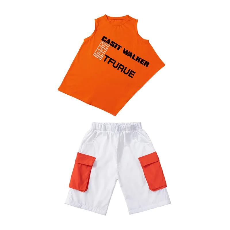 

Kid Hip Hop Clothing Summer Long Oversized Sleeveless Tank Top Short Pants for Girls Boy Jazz Dance Costume Clothes Street Wear