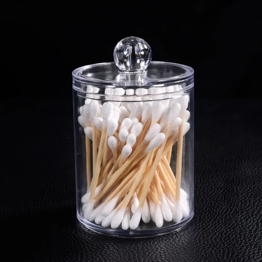 

Transparent Cotton Puff Storage Box Square Round Cotton Swab Desktop Dustproof Clear Makeup Jewelry Organizing Box