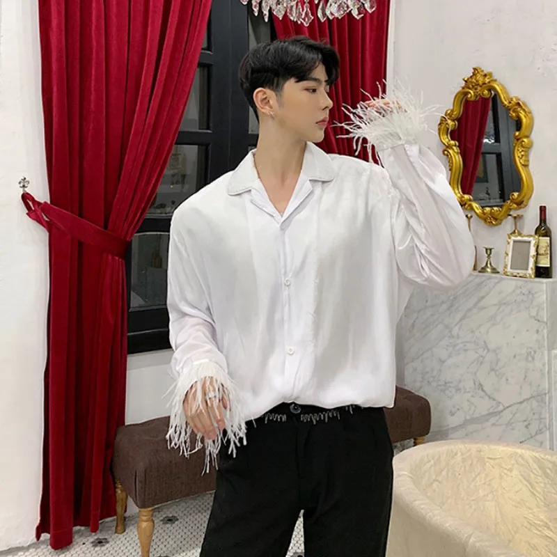 Рубашка мужская с длинным рукавом повседневная свободная уличная одежда в стиле