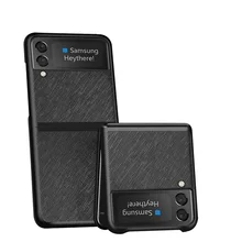 For Samsung Galaxy Z Flip 3 Flip3 5G Case Genuine Leather Cross Pattern Full Protective Shockproof Back Cover Capa Fundas