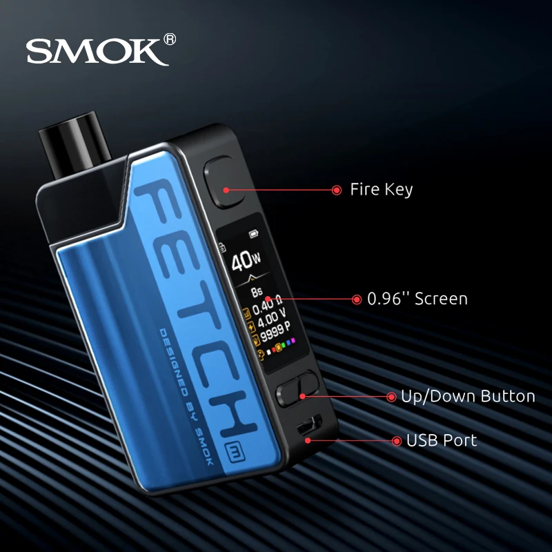 Новое поступление Модернизированная система SMOK Fetch Mini pod vape kit 40 Вт 1200 мАч